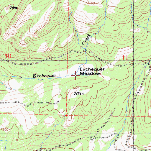 Topographic Map of Excheque Meadow, CA