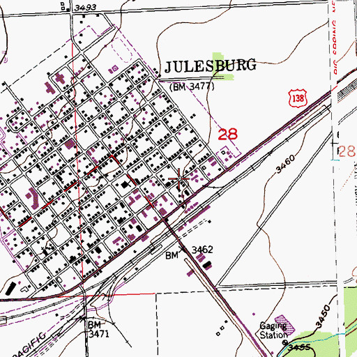 Topographic Map of Julesburg Volunteer Fire Department, CO