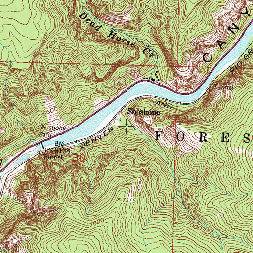 Topographic Map of Hanging Lake Tunnels Fire Department, CO