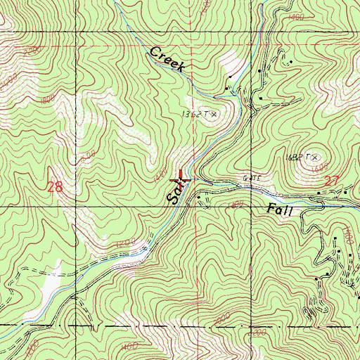 Topographic Map of Fall Creek, CA