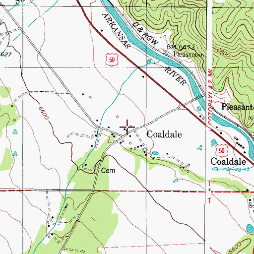 Topographic Map of Western Fremont Fire Protection District Station 1 Coaldale, CO