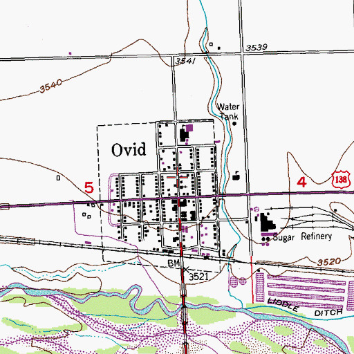 Topographic Map of Ovid Volunteer Fire Department, CO