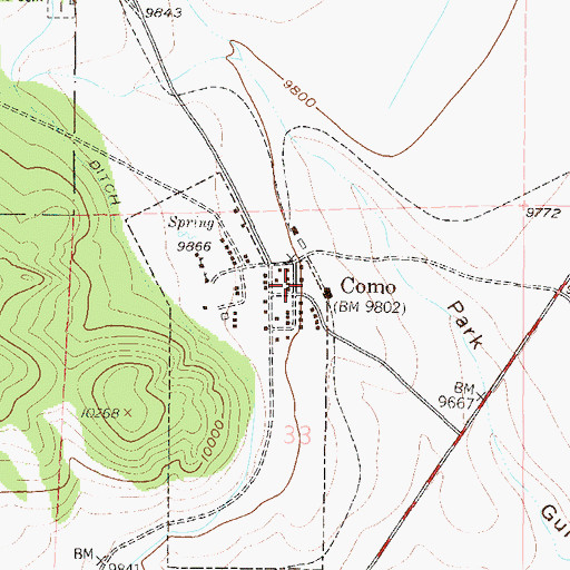 Topographic Map of Jefferson - Como Fire Protection District Station 2 Como, CO