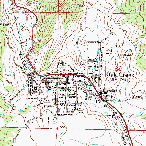 Topographic Map of Oak Creek Fire Protection District Oak Creek Station 2, CO