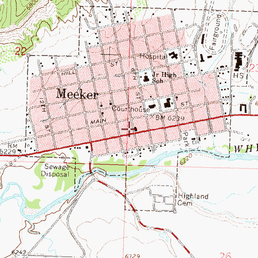 Topographic Map of Meeker Volunteer Fire and Rescue, CO