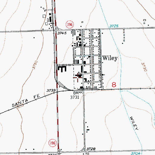 Topographic Map of Wiley Fire Department, CO