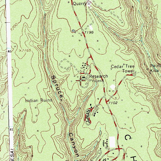 Topographic Map of Mesa Verde National Park Fire Department, CO