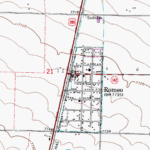 Topographic Map of Romeo Fire Department, CO