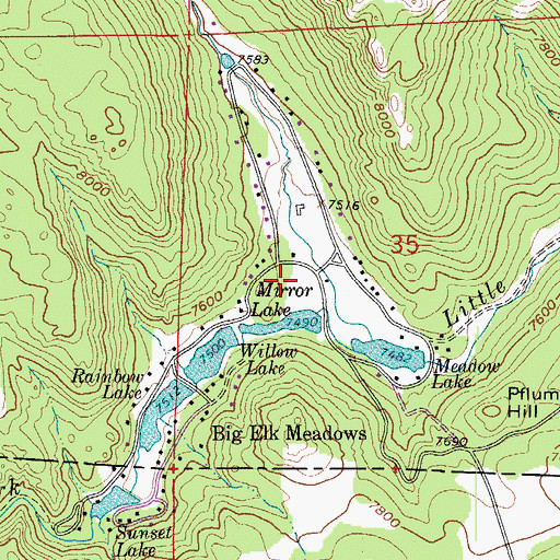 Topographic Map of Big Elk Meadows Volunteer Fire Department, CO