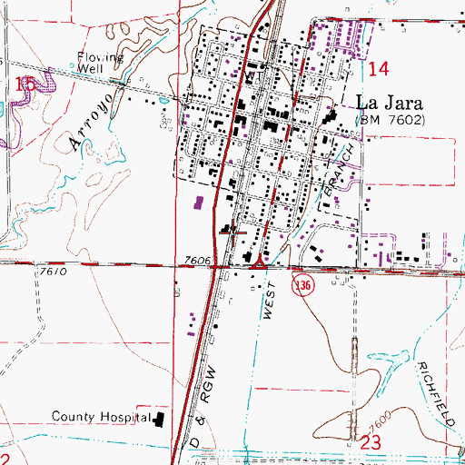 Topographic Map of La Jara Fire Department, CO