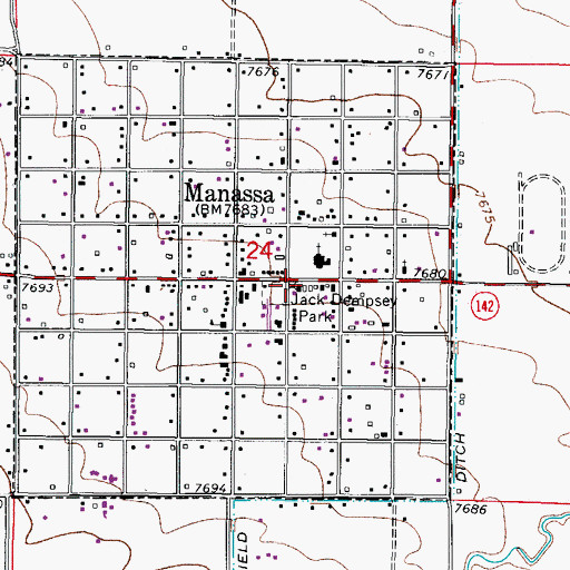 Topographic Map of Manassa Fire Department, CO