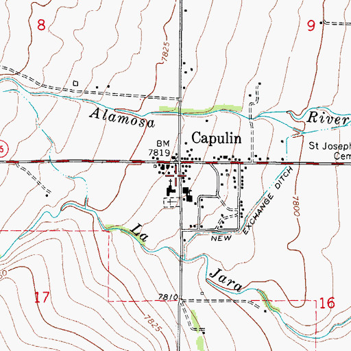 Topographic Map of Northwest Conejos County Fire District Capulin Fire Department, CO