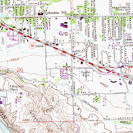 Topographic Map of Grand Junction Fire Department Station 4, CO