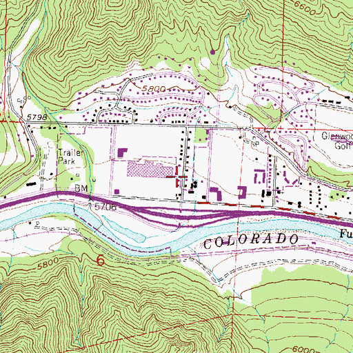 Topographic Map of Glenwood Springs Fire Department Station 1, CO