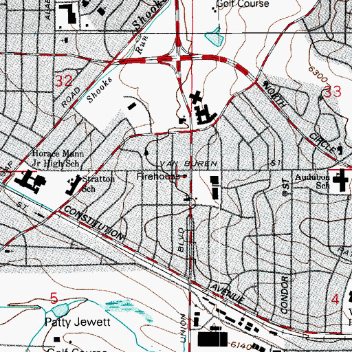 Topographic Map of Colorado Springs Fire Department Station 6, CO