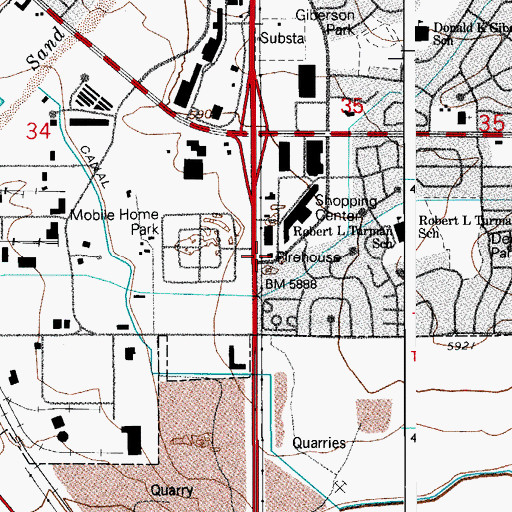 Topographic Map of Colorado Springs Fire Department Station 11, CO
