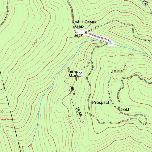 Topographic Map of Ferris Mine, CA