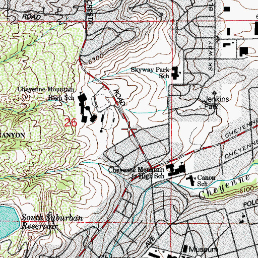 Topographic Map of Colorado Springs Fire Department Station 13, CO