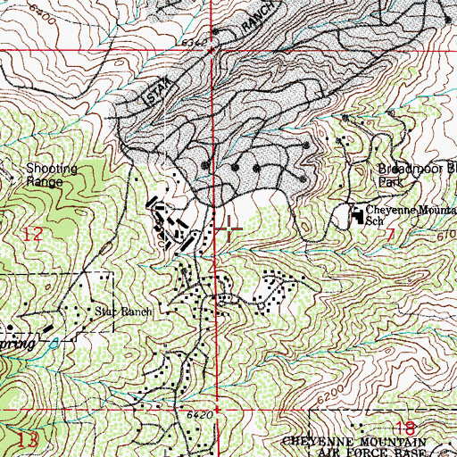 Topographic Map of Colorado Springs Fire Department Station 16, CO