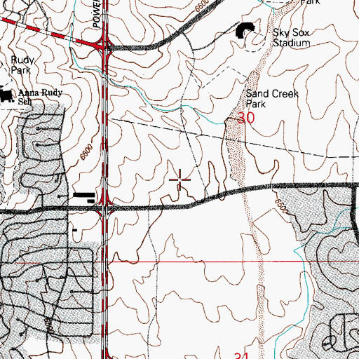 Topographic Map of Colorado Springs Fire Department Station 17, CO