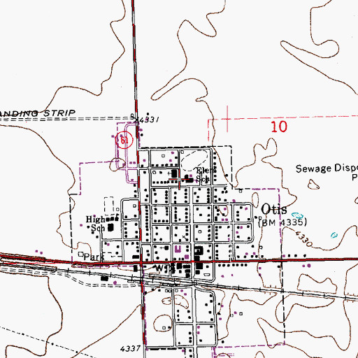 Topographic Map of Otis Fire Department, CO