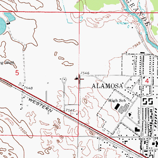 Topographic Map of Alamosa Fire Department Station 2, CO