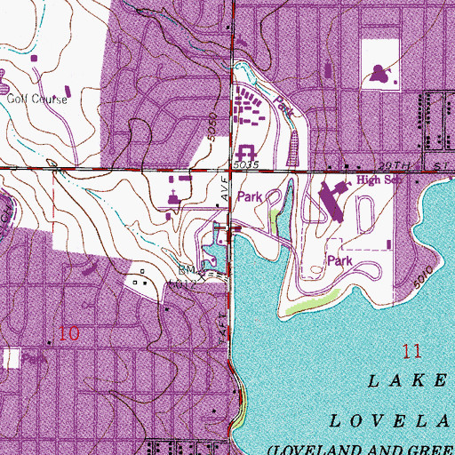 Topographic Map of Loveland Fire and Rescue Station 2, CO
