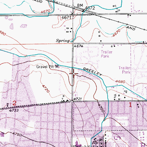 Topographic Map of Greeley Fire Department Station 3, CO