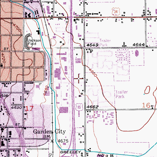 Topographic Map of Greeley Fire Department Station 4, CO