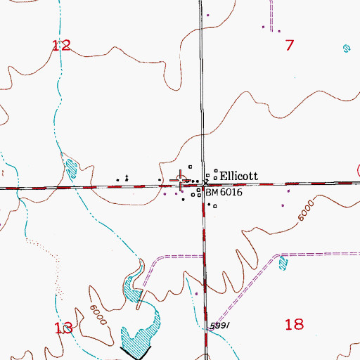 Topographic Map of Ellicott Fire Department Station 1, CO