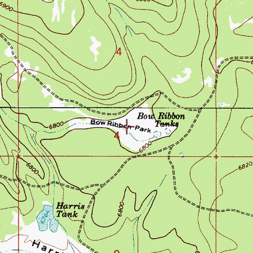 Topographic Map of Bow Ribbon Park, AZ