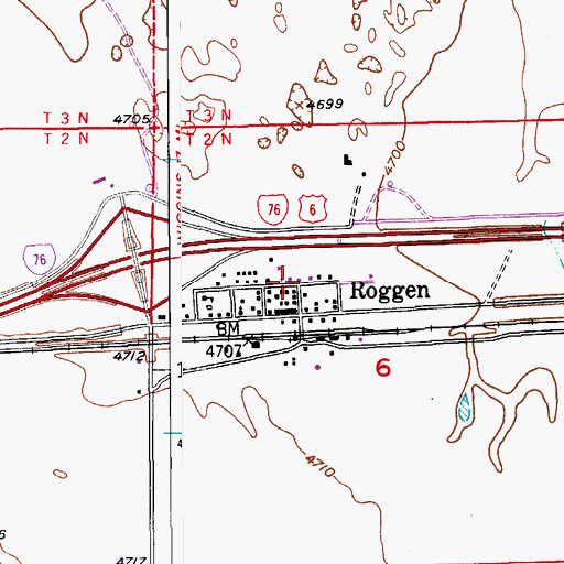 Topographic Map of Southwest Weld Fire Protection District Station 3 Roggen, CO