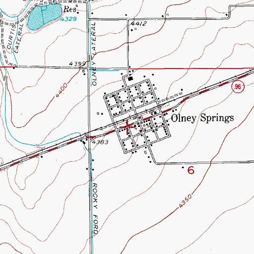 Topographic Map of Olney Springs Volunteer Fire Department, CO