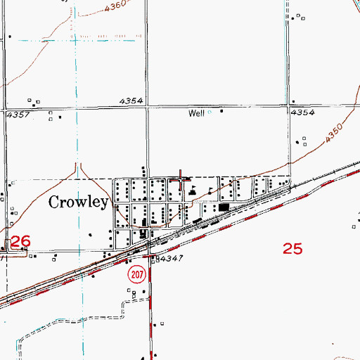 Topographic Map of Crowley Volunteer Fire Department, CO