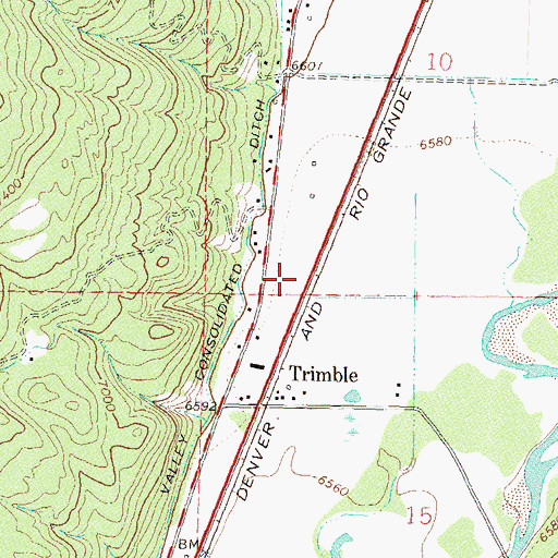 Topographic Map of Durango Fire and Rescue Authority Station 6 - Trimble Station, CO