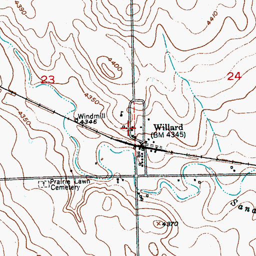 Topographic Map of Willard Fire Department, CO