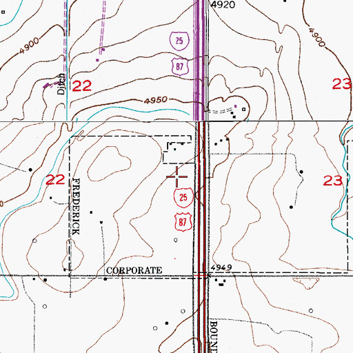 Topographic Map of Frederick - Firestone Fire Protection District Station 2, CO