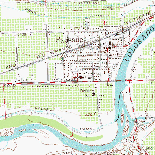 Topographic Map of Palisade Fire Department, CO