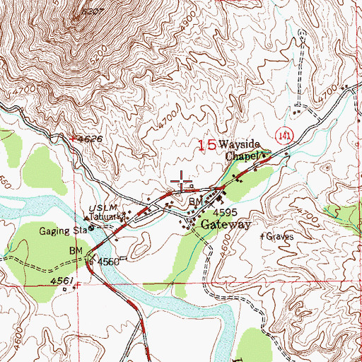 Topographic Map of Gateway - Unaweep Fire Department, CO