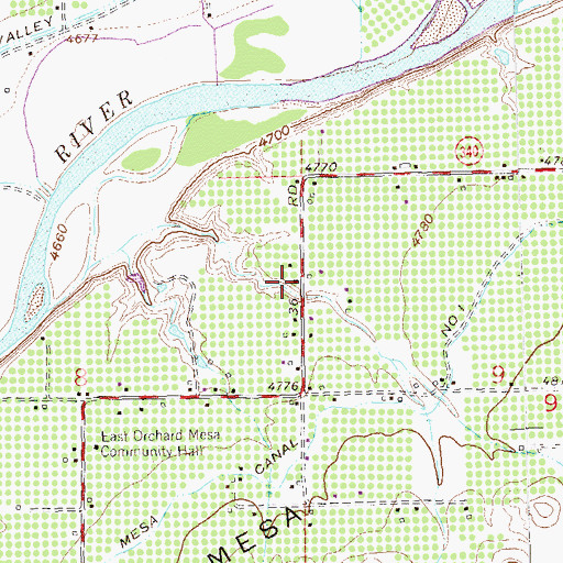 Topographic Map of East Orchard Mesa Fire District, CO