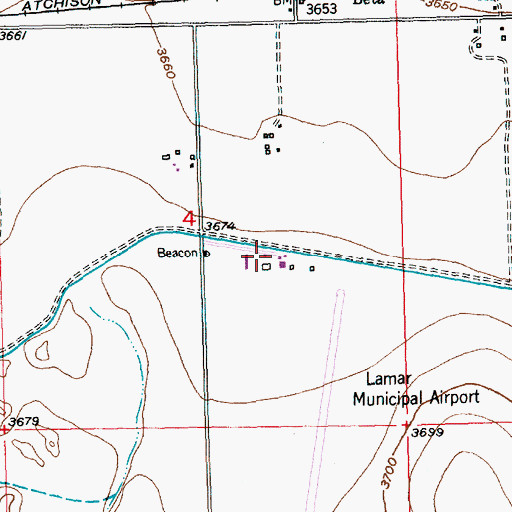 Topographic Map of Lamar Fire Department Station 3, CO