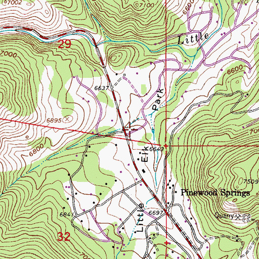 Topographic Map of Pinewood Springs Fire Protection District, CO