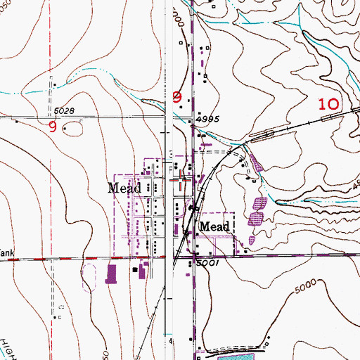 Topographic Map of Mountain View Fire Protection District Station 3 Mead, CO