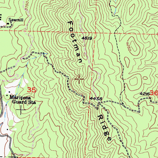 Topographic Map of Footman Ridge, CA