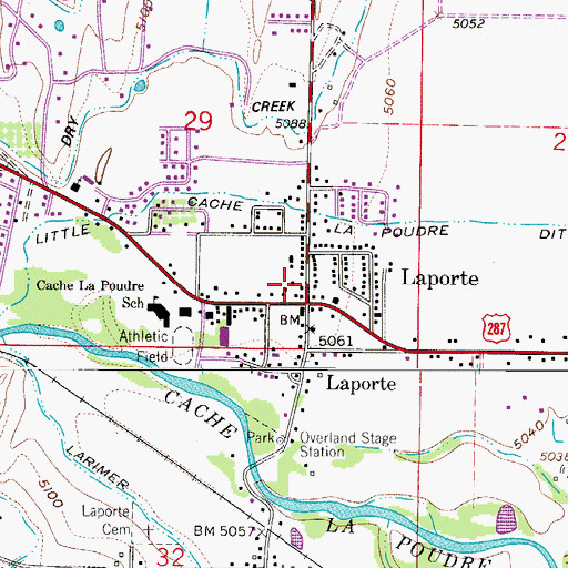 Topographic Map of Poudre Fire Authority Station 7, CO