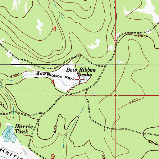 Topographic Map of Bow Ribbon Tanks, AZ