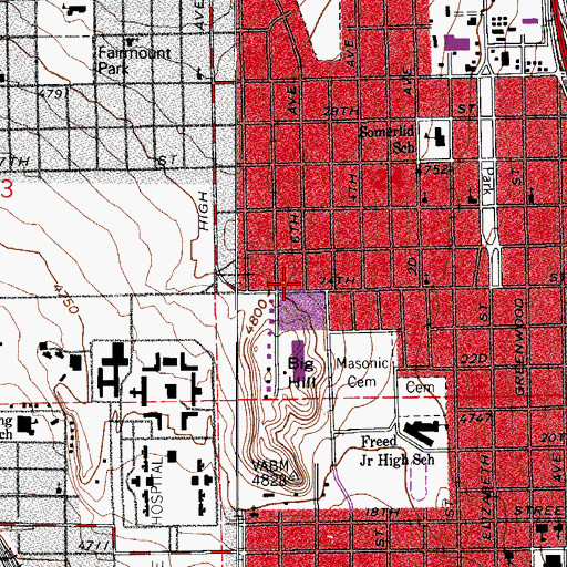 Topographic Map of Pueblo Fire Department Station 5, CO