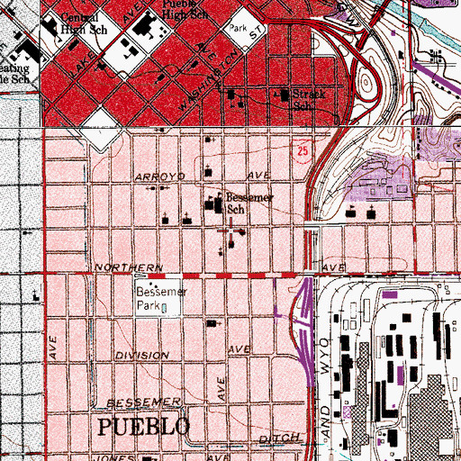 Topographic Map of Pueblo Fire Department Station 4, CO