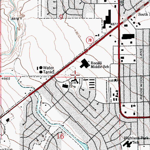 Topographic Map of Pueblo Fire Department Station 9, CO