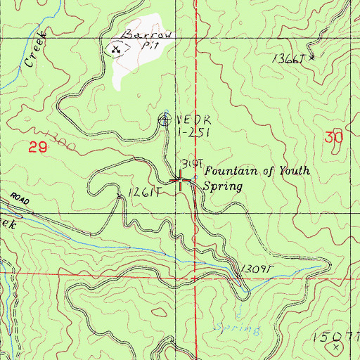 Topographic Map of Fountain of Youth Spring, CA